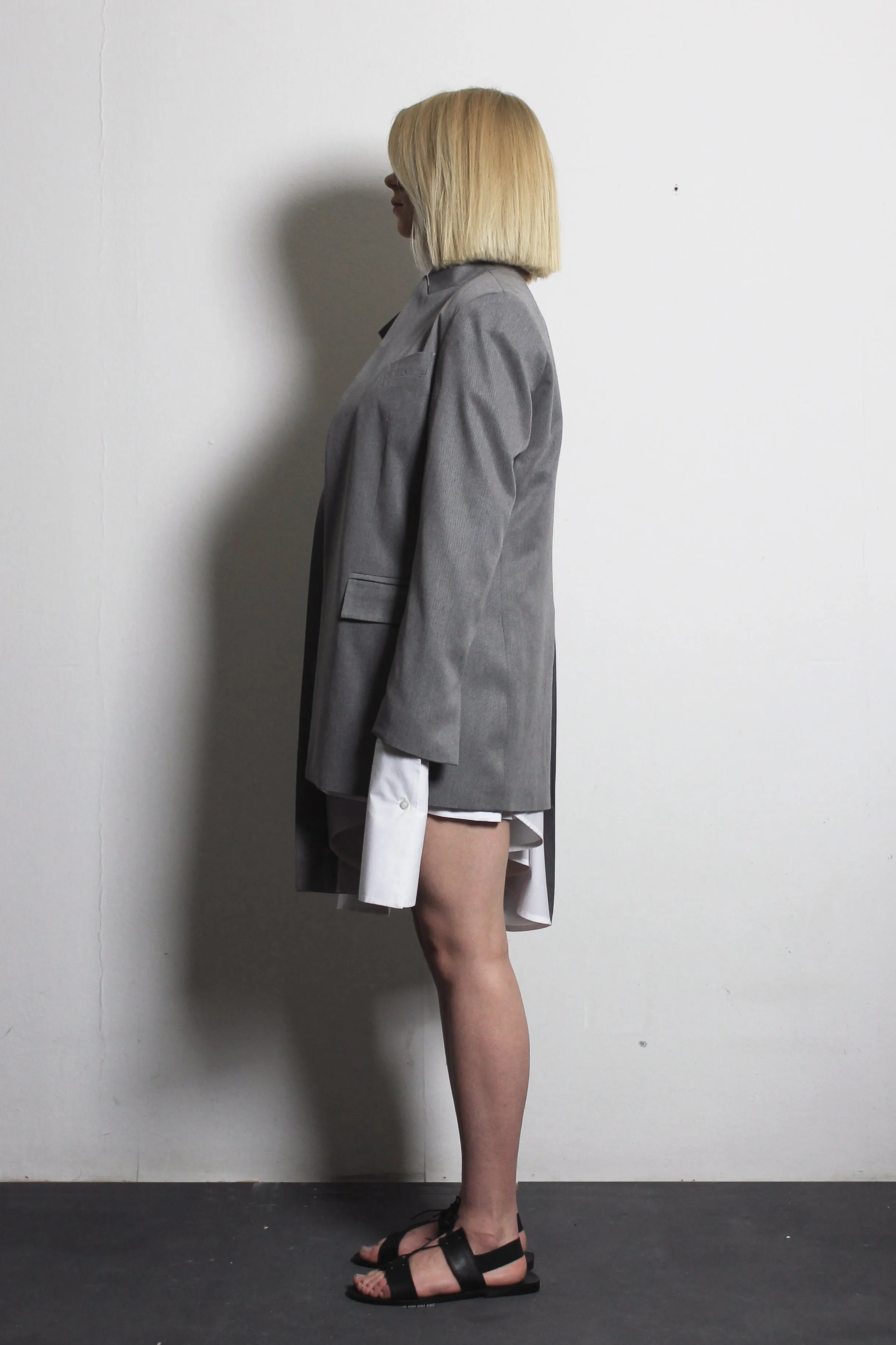 Asymmetric Grey Cotton Jacket