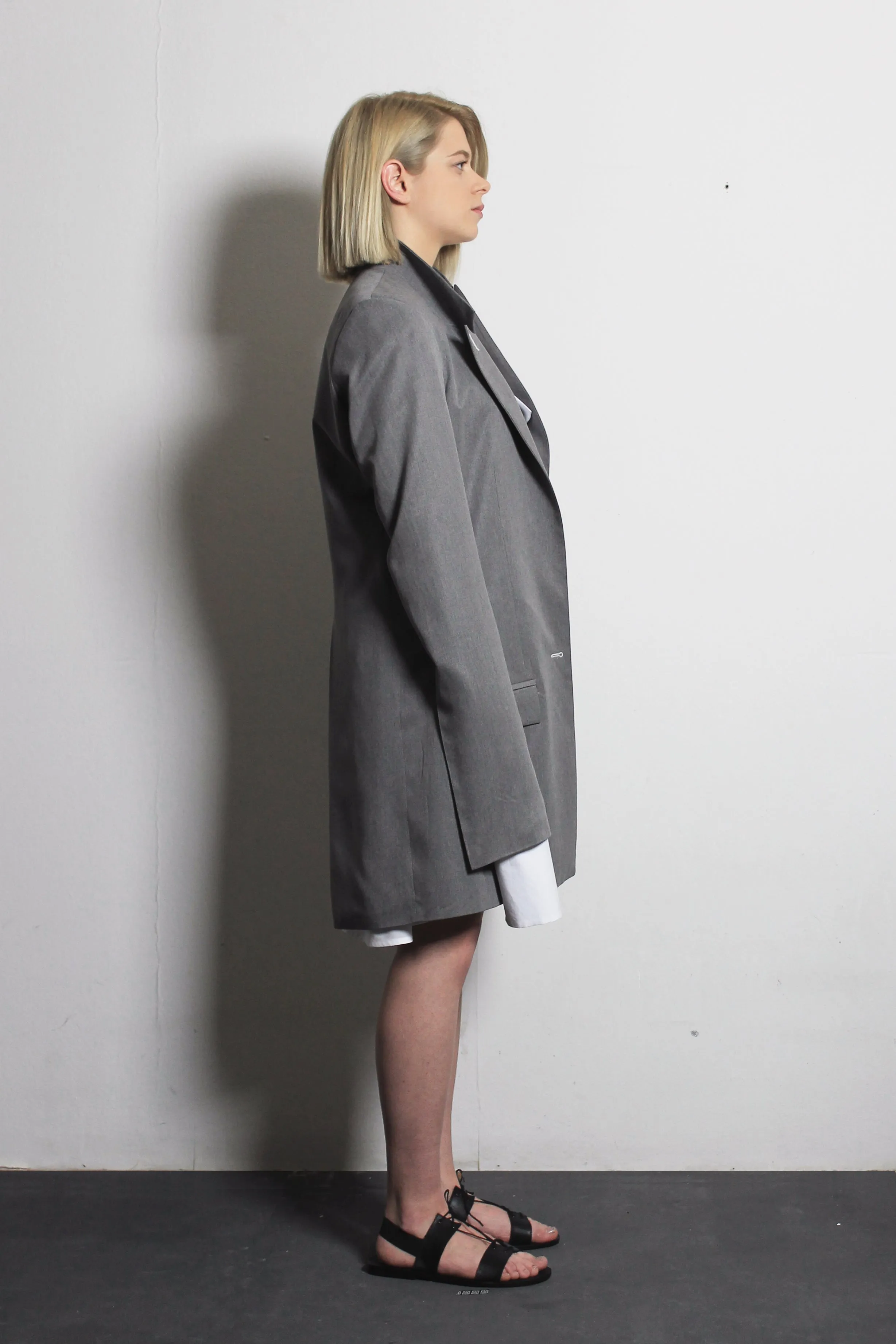 Asymmetric Grey Cotton Jacket