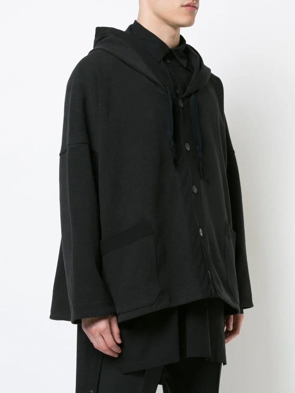 Black Compact Hooded Sweat Cardigan