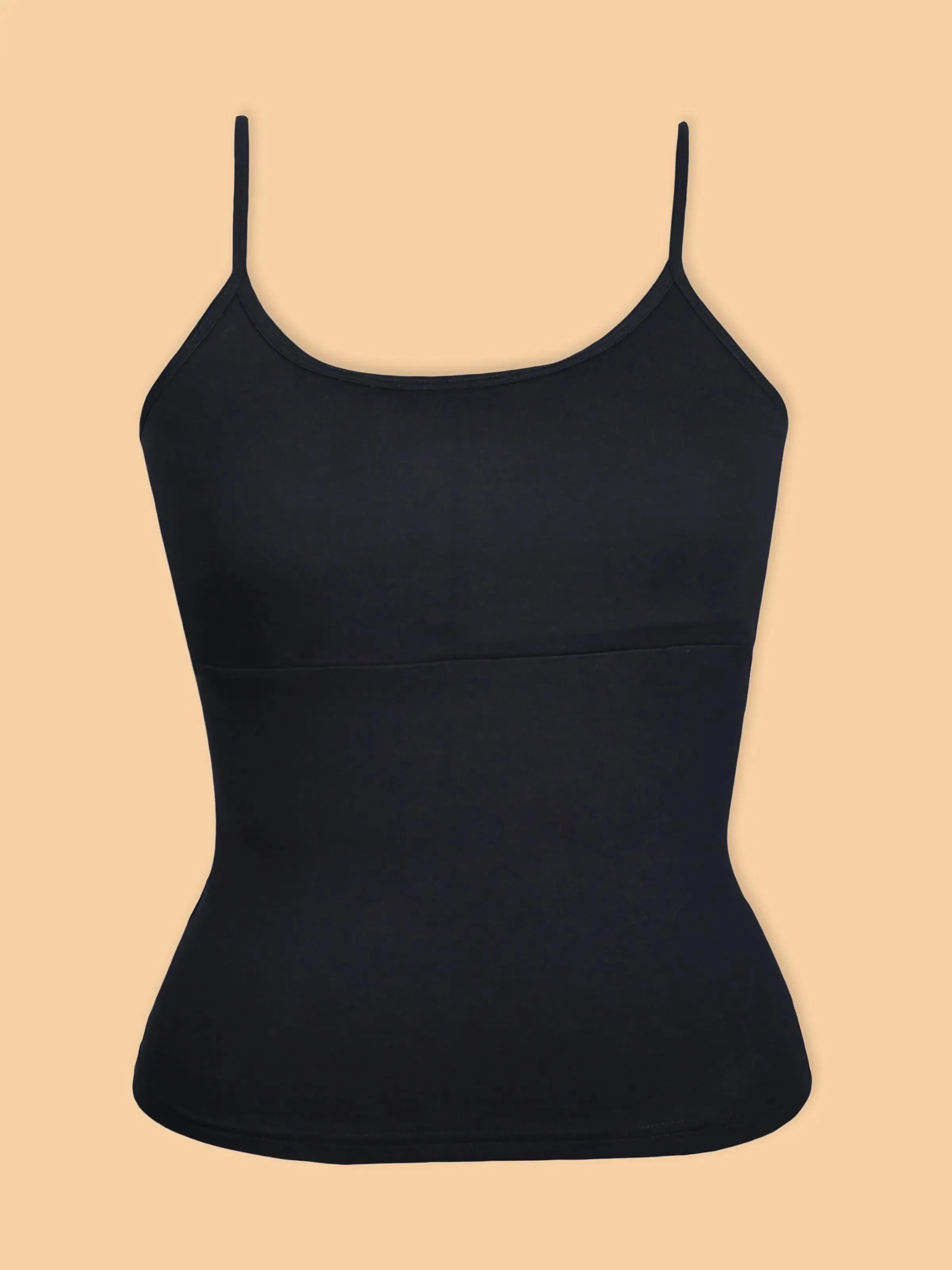 Black High Coverage Cotton Padded Camisole Bra with Adjustable Strap Pack-of-1