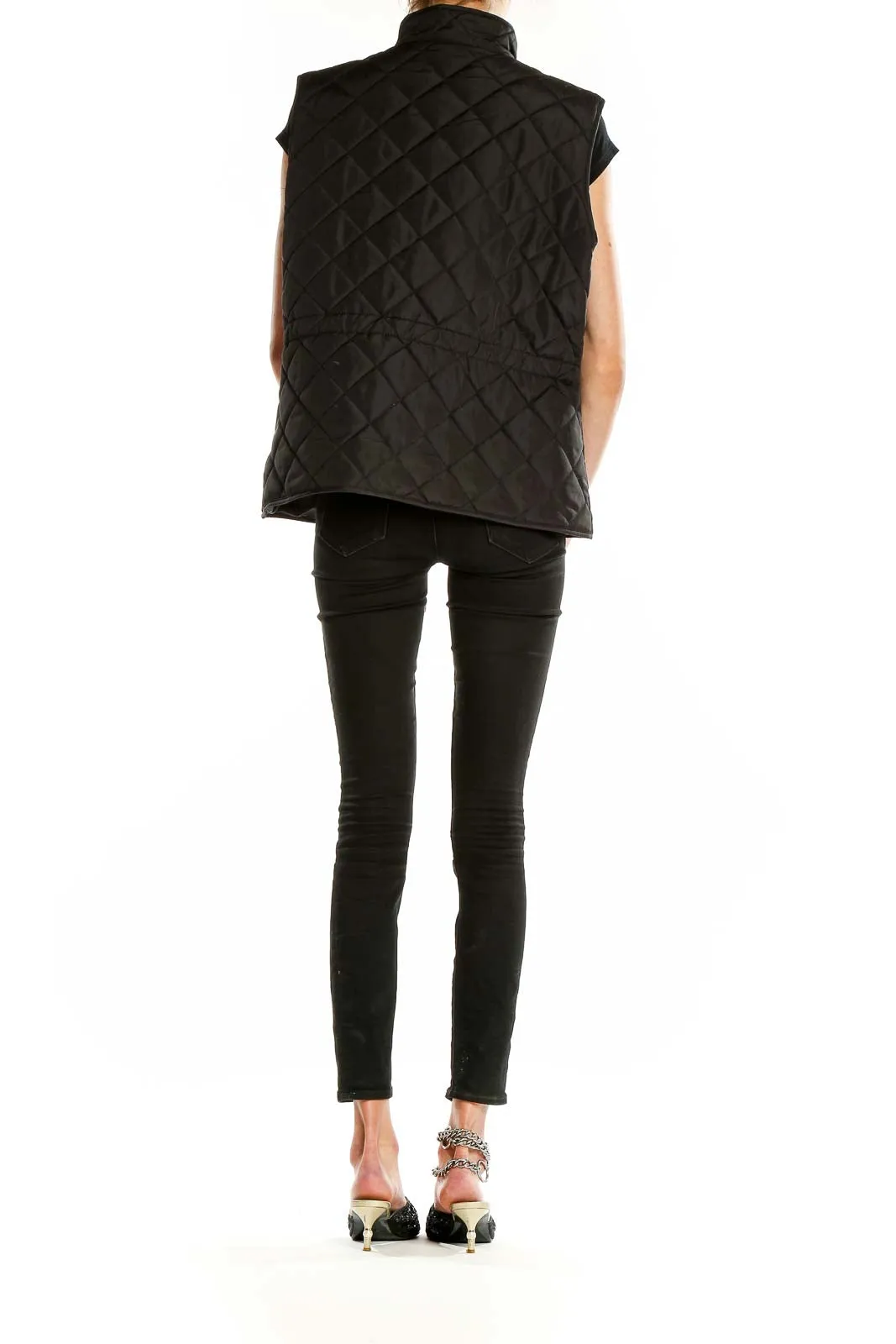 Black Quilted Zip-Up Vest