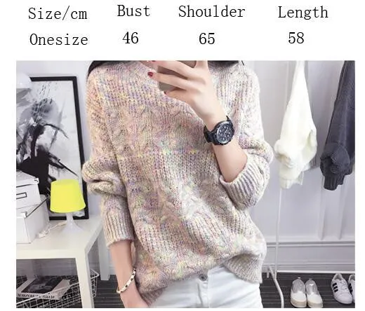 Color Knitting Female Casual Sweater