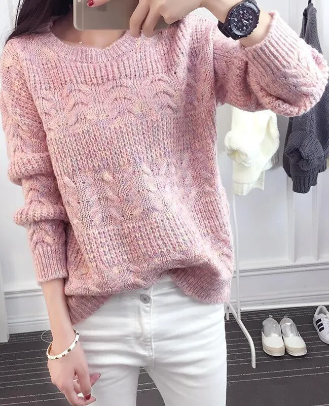 Color Knitting Female Casual Sweater