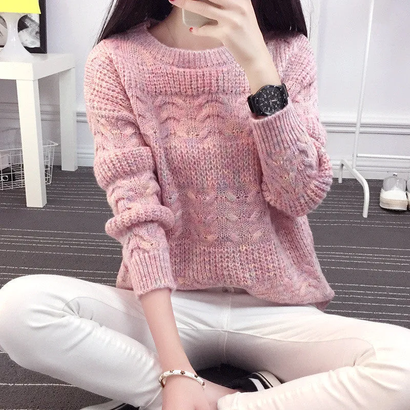 Color Knitting Female Casual Sweater