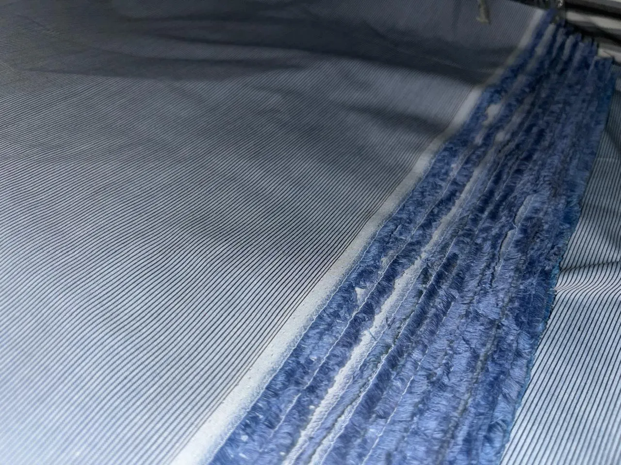 COTTON SHIRTING FABRIC-58" WIDE available in 3 styles multi blue plaids/blue pin stripes and grey stripes