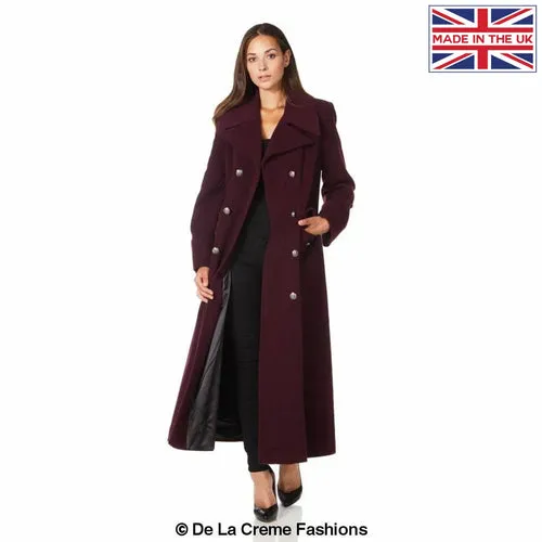 De La Creme Women's Wool and Cashmere Blend Maxi Coat (2004-WOOL)