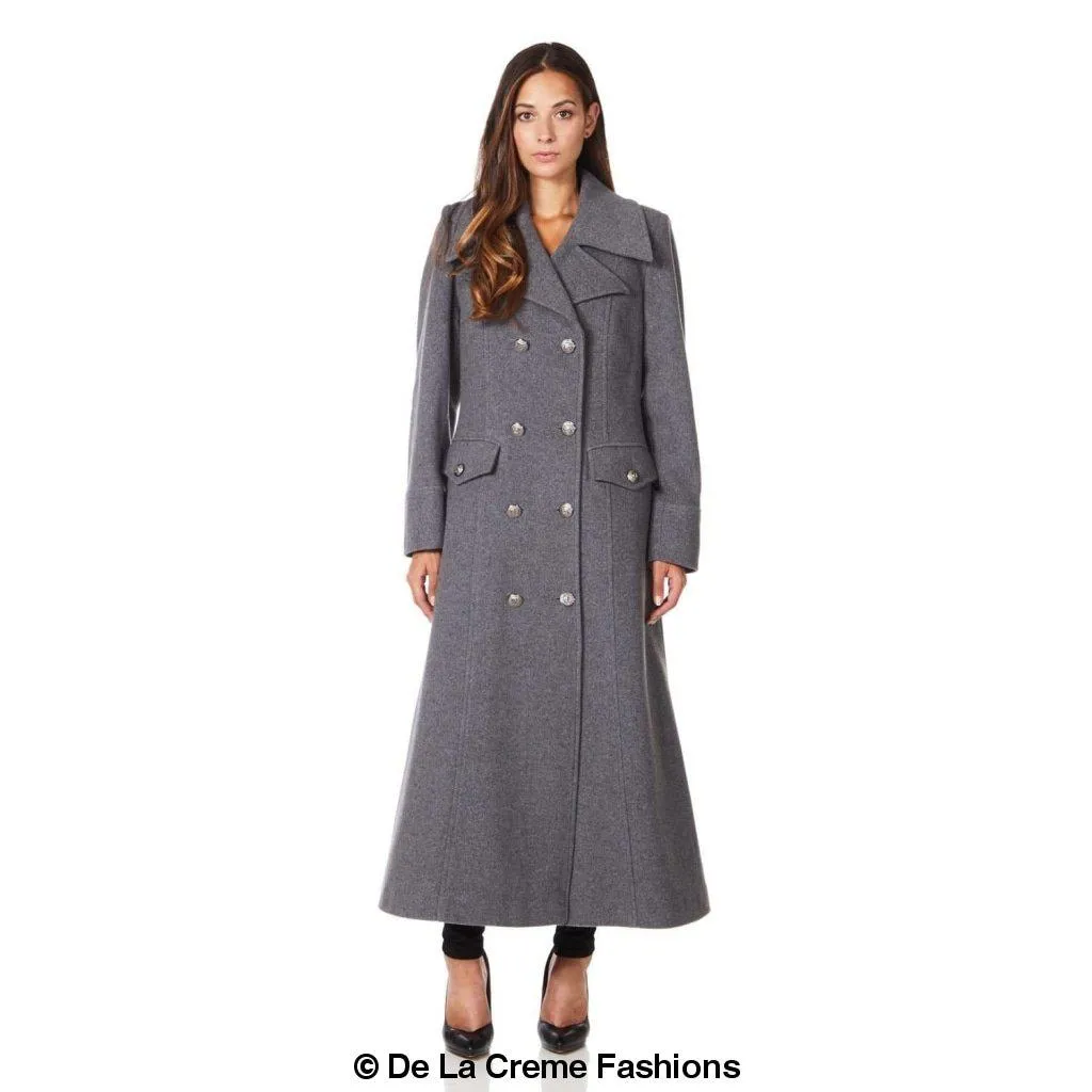 De La Creme Women's Wool and Cashmere Blend Maxi Coat (2004-WOOL)