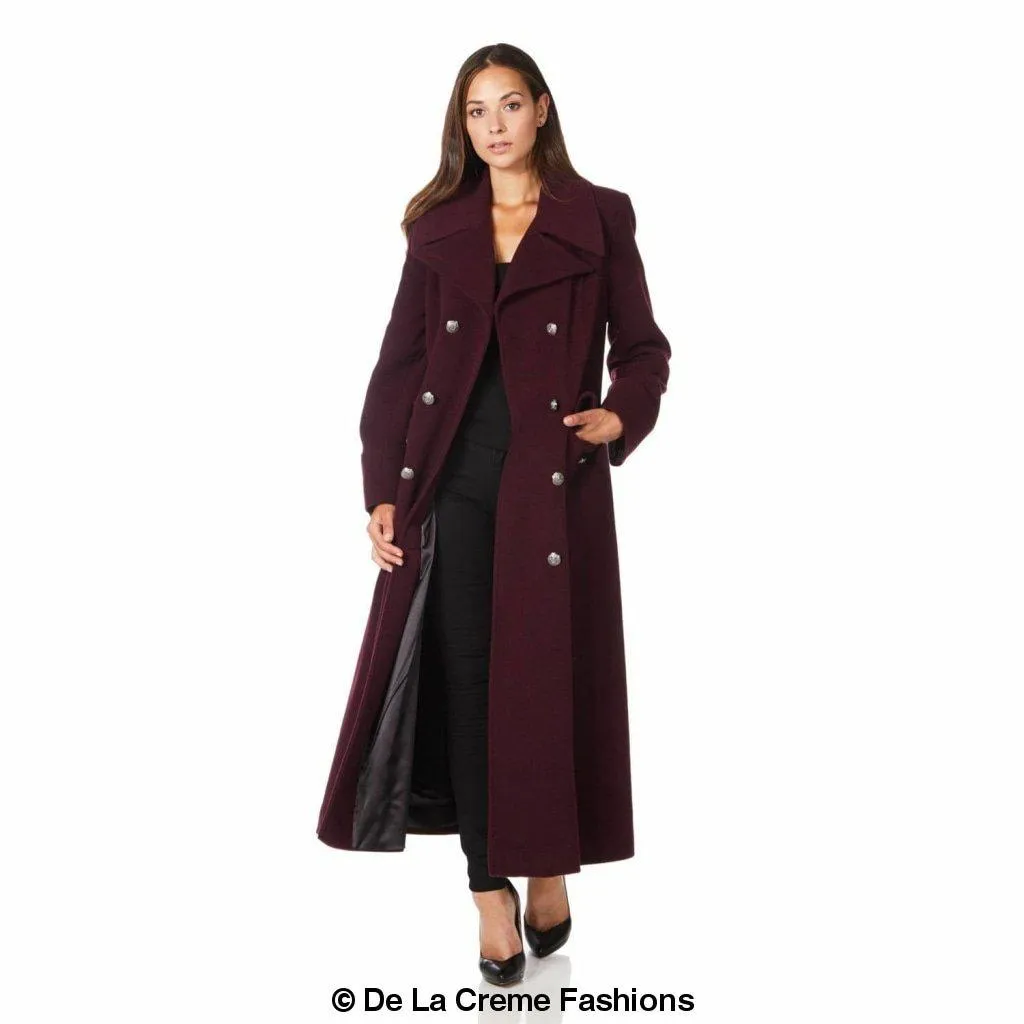 De La Creme Women's Wool and Cashmere Blend Maxi Coat (2004-WOOL)