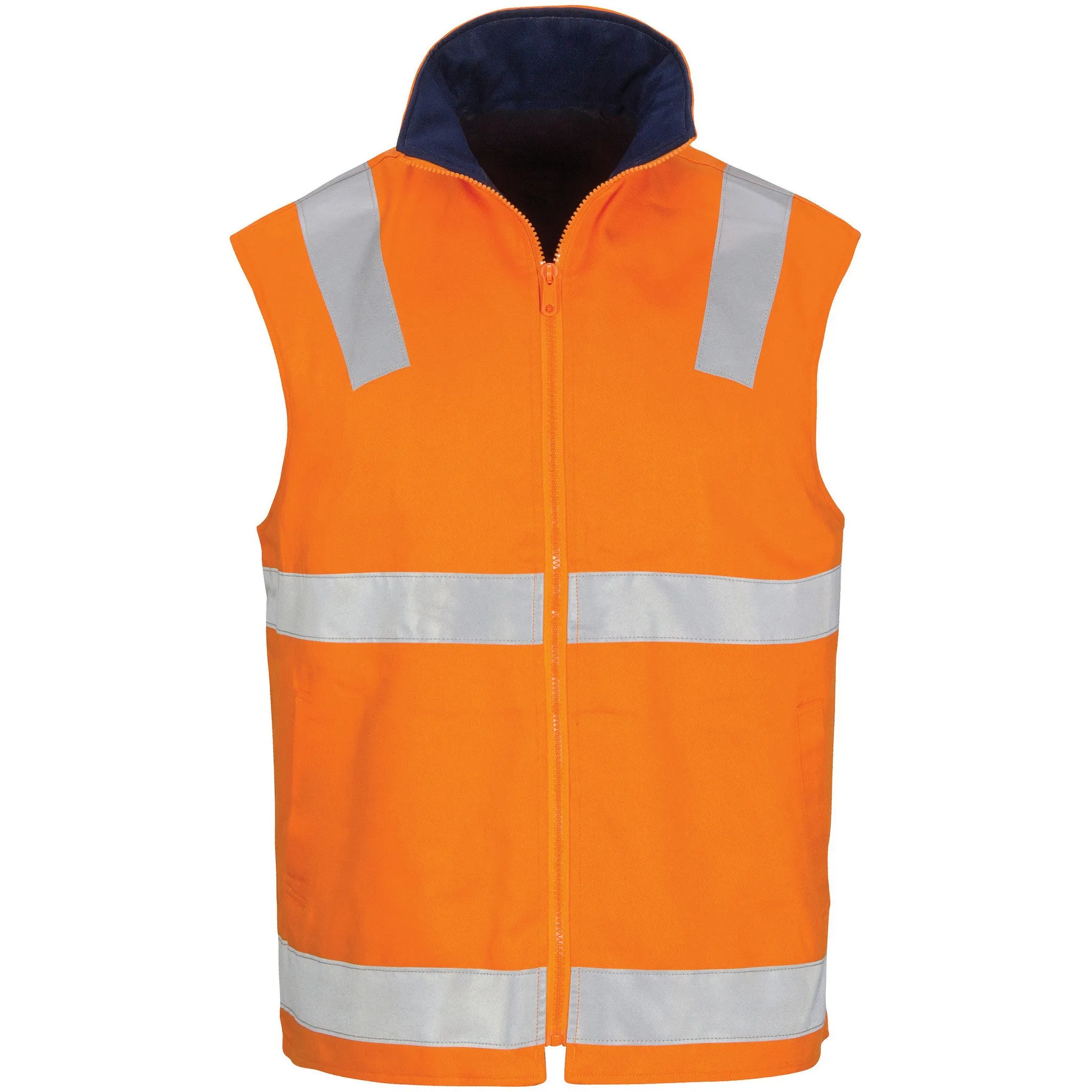 DNC Hi Vis Cotton Drill Reversible Vest With Generic R/Tape (3765)