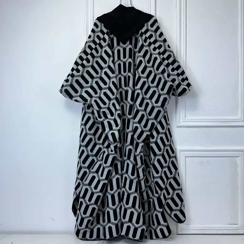 Echo Wave Hooded Wool Kimono