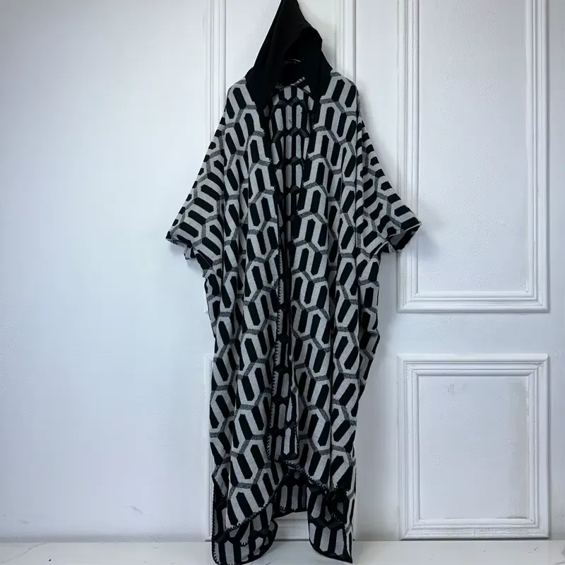 Echo Wave Hooded Wool Kimono