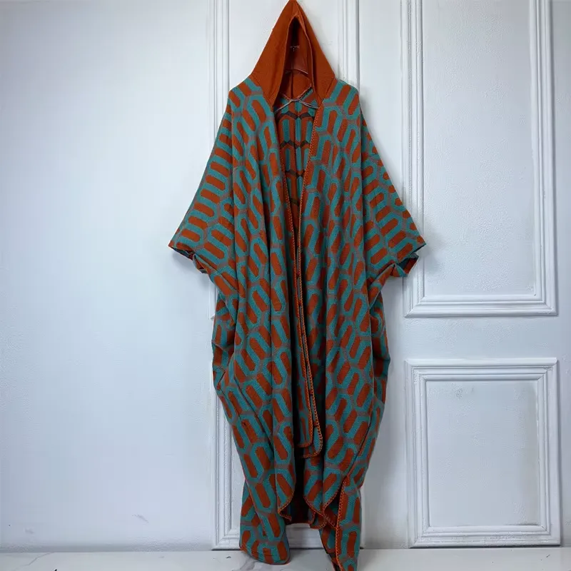 Echo Wave Hooded Wool Kimono