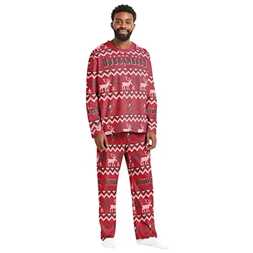 FOCO Men's NFL Team Matching Set Family Pajamas, Holiday Ugly Pattern, 9-3323