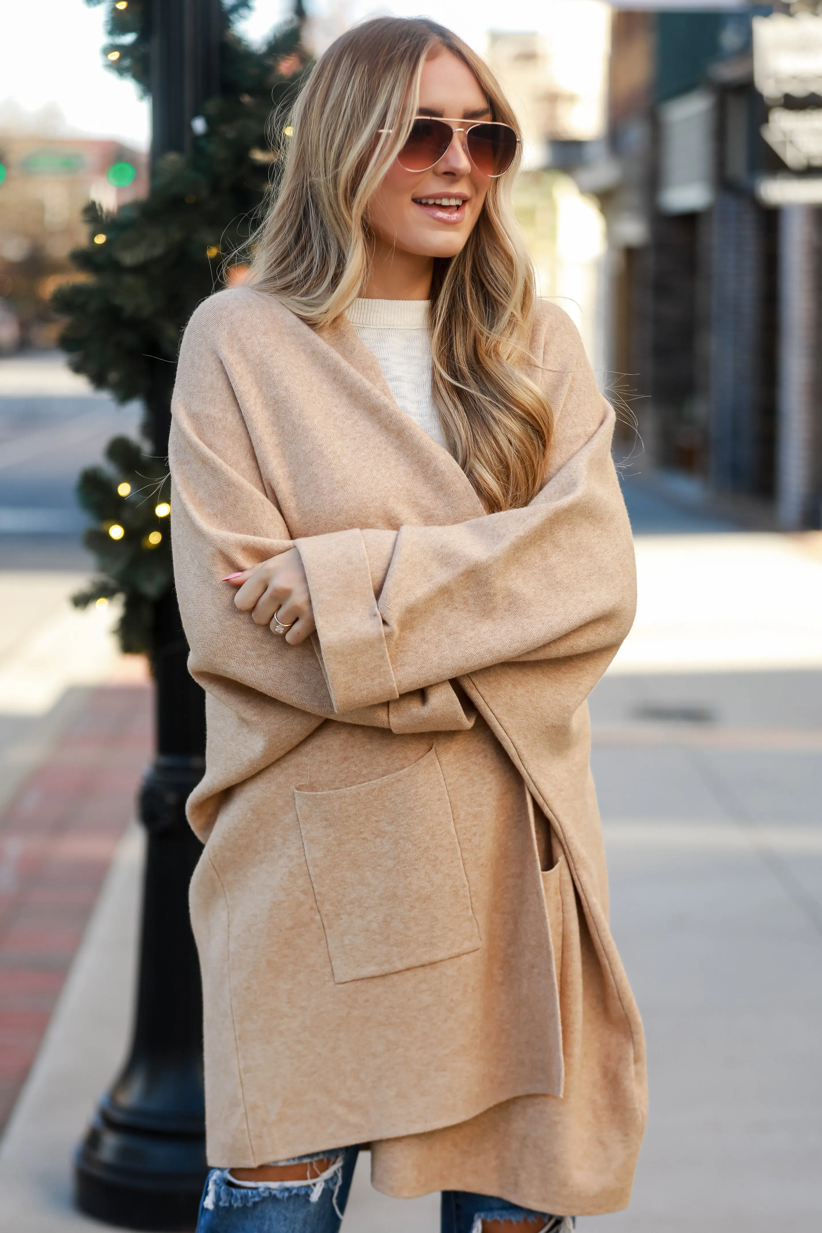 Found The Warmth Camel Sweater Cardigan