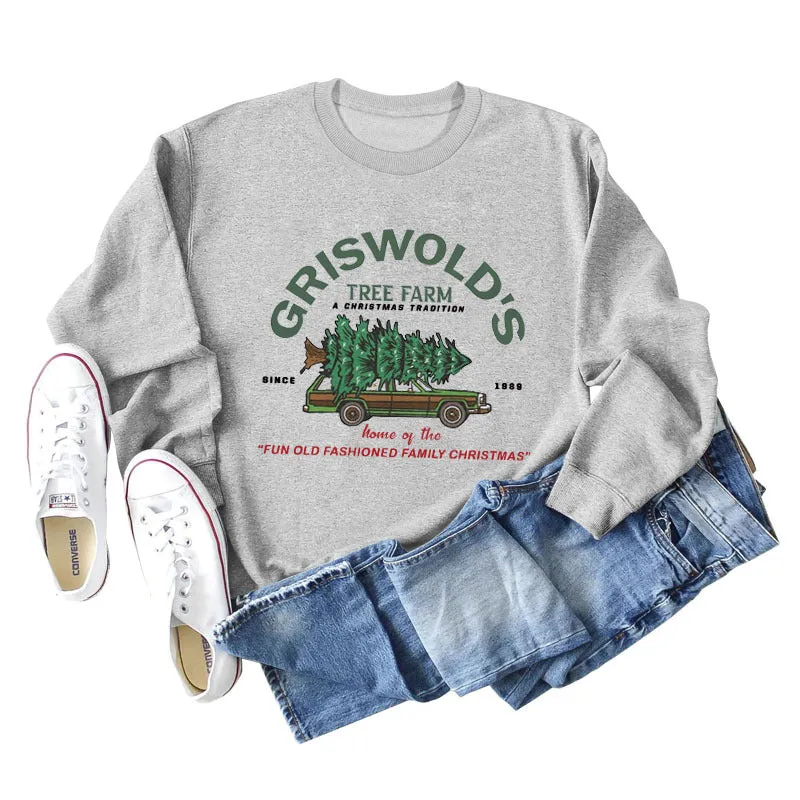 GRISWOLD'S LETTER CREW NECK LOOSE LONG SLEEVE WOMEN'S OVERSIZE SWEATSHIRT