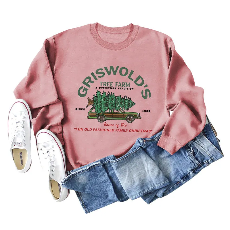 GRISWOLD'S LETTER CREW NECK LOOSE LONG SLEEVE WOMEN'S OVERSIZE SWEATSHIRT