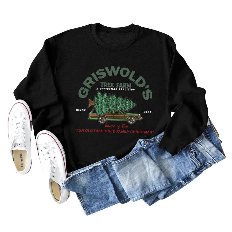 GRISWOLD'S LETTER CREW NECK LOOSE LONG SLEEVE WOMEN'S OVERSIZE SWEATSHIRT