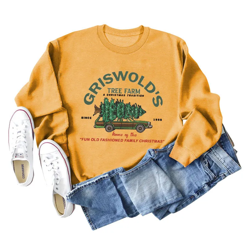 GRISWOLD'S LETTER CREW NECK LOOSE LONG SLEEVE WOMEN'S OVERSIZE SWEATSHIRT