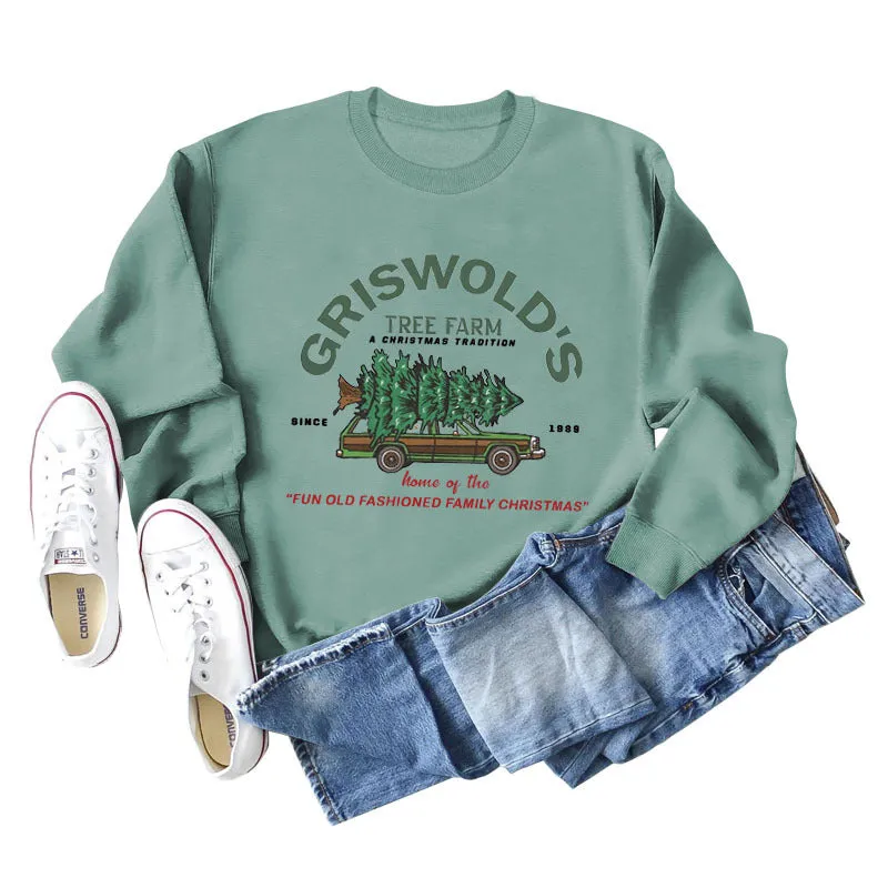 GRISWOLD'S LETTER CREW NECK LOOSE LONG SLEEVE WOMEN'S OVERSIZE SWEATSHIRT