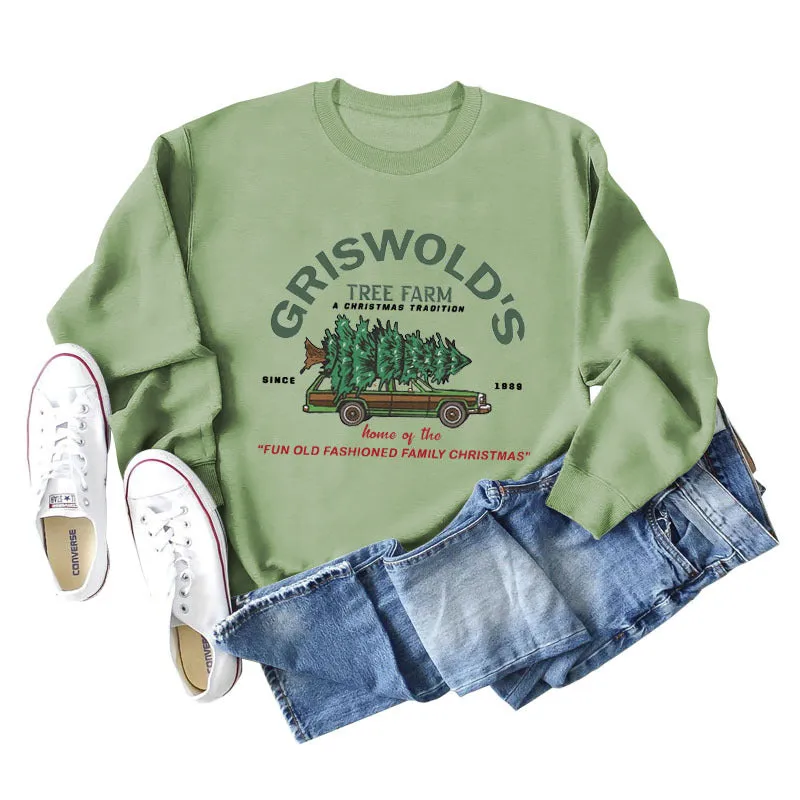 GRISWOLD'S LETTER CREW NECK LOOSE LONG SLEEVE WOMEN'S OVERSIZE SWEATSHIRT