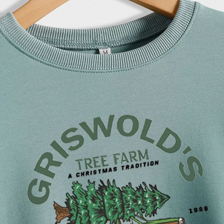 GRISWOLD'S LETTER CREW NECK LOOSE LONG SLEEVE WOMEN'S OVERSIZE SWEATSHIRT