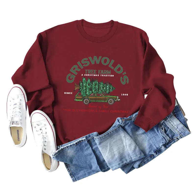 GRISWOLD'S LETTER CREW NECK LOOSE LONG SLEEVE WOMEN'S OVERSIZE SWEATSHIRT