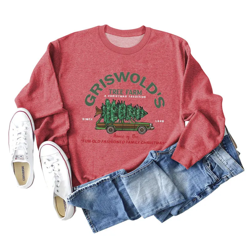 GRISWOLD'S LETTER CREW NECK LOOSE LONG SLEEVE WOMEN'S OVERSIZE SWEATSHIRT