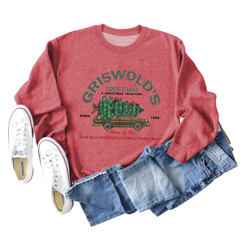 GRISWOLD'S LETTER CREW NECK LOOSE LONG SLEEVE WOMEN'S OVERSIZE SWEATSHIRT