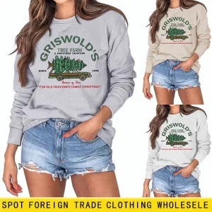 GRISWOLD'S LETTER CREW NECK LOOSE LONG SLEEVE WOMEN'S OVERSIZE SWEATSHIRT