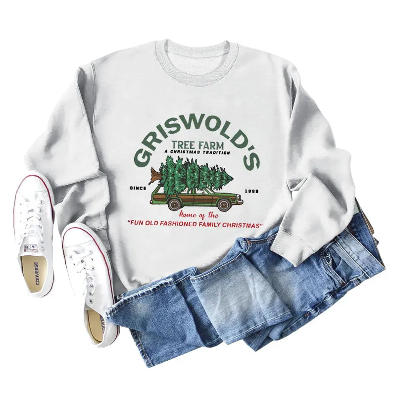 GRISWOLD'S LETTER CREW NECK LOOSE LONG SLEEVE WOMEN'S OVERSIZE SWEATSHIRT