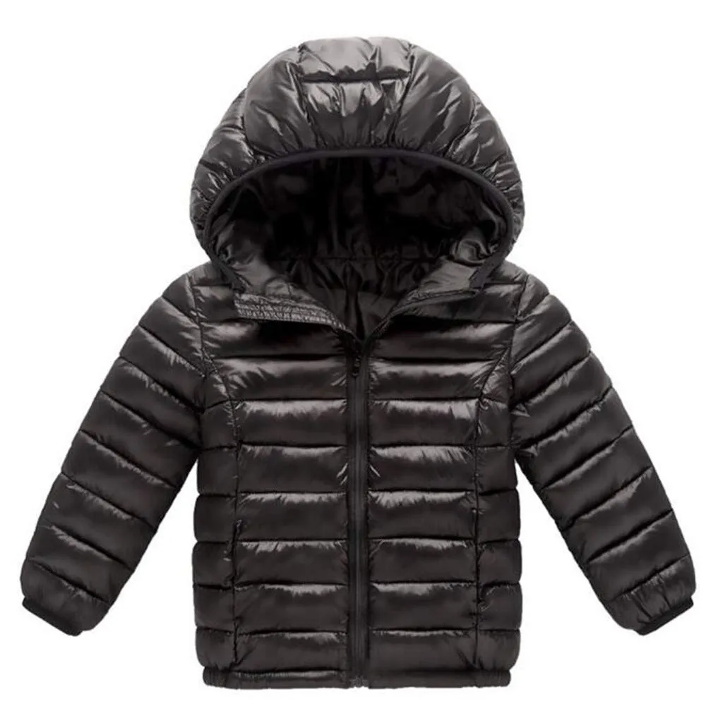 HILEELANG Little Boy Winter Hooded Puffer Jackets Coats Light Weight Outerwear Black 6-7 Years