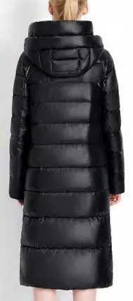 Hooded Thick Puffer Down Coat in Black