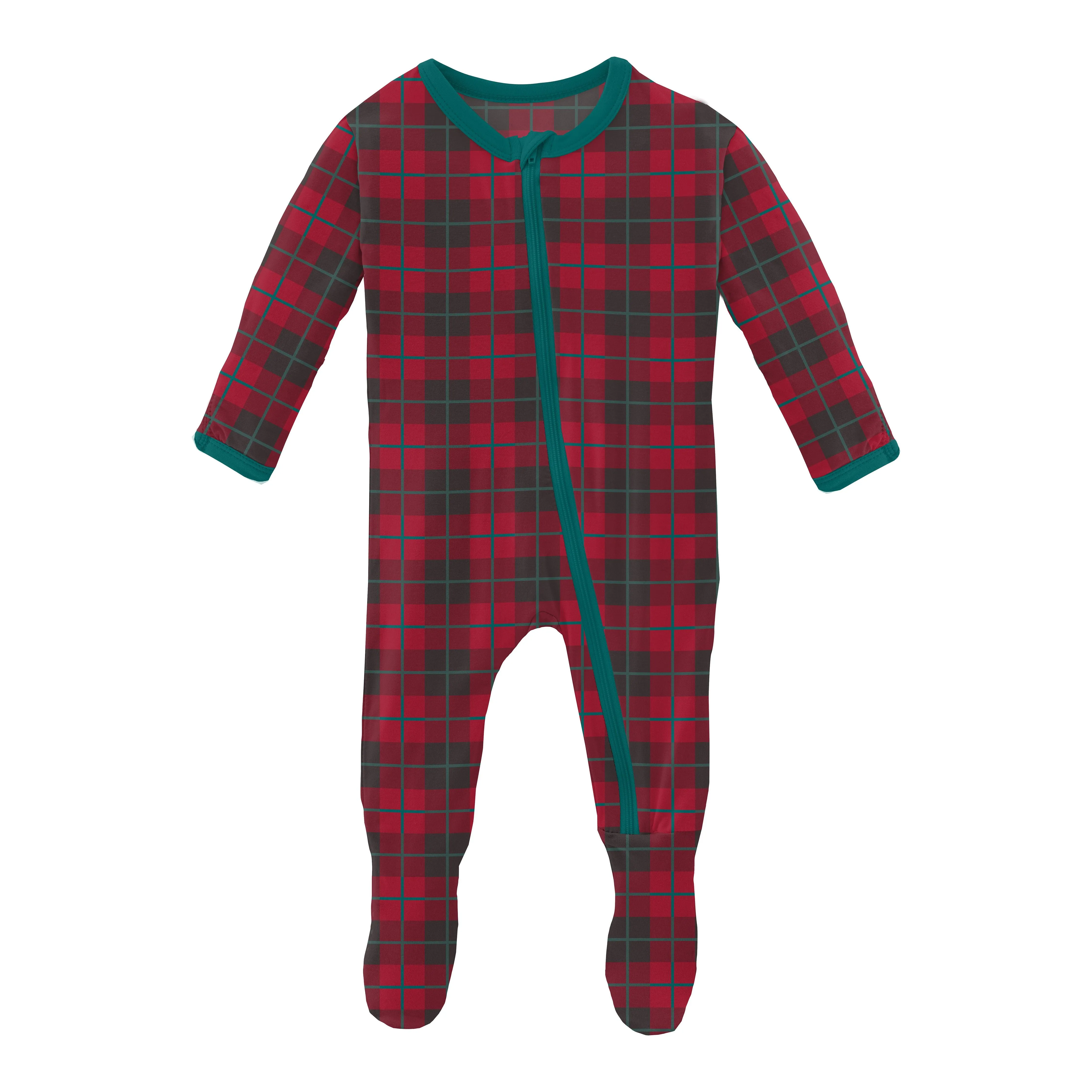 Kickee Pants Anniversary Plaid Print Footie With Zipper