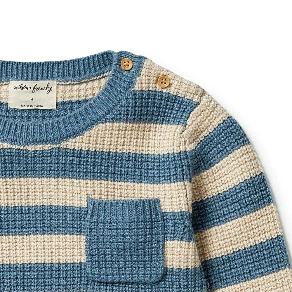 Knitted Stripe Pocket Jumper