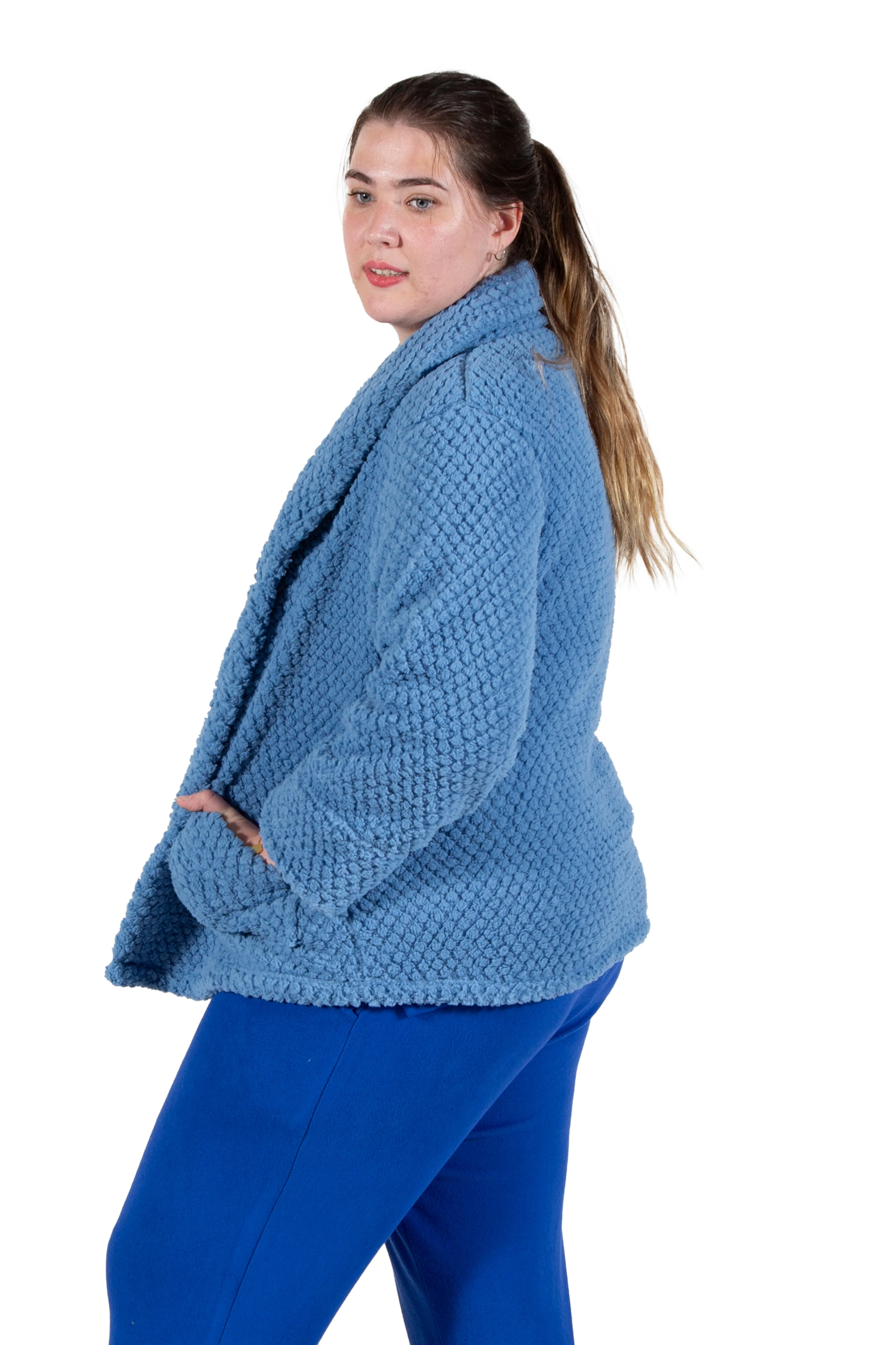 La Cera Plus Size Honeycomb Fleece Bed Jacket