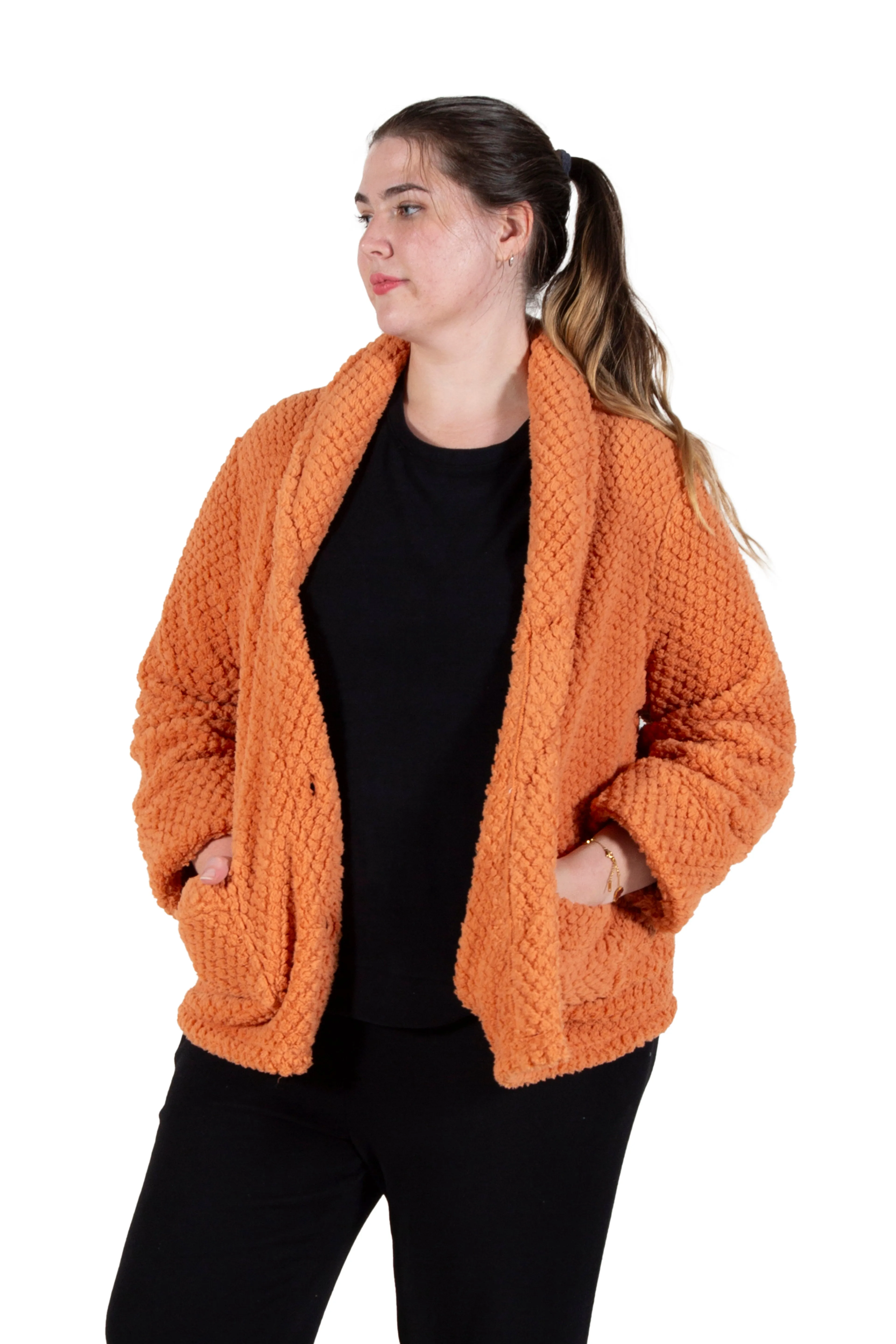 La Cera Plus Size Honeycomb Fleece Bed Jacket