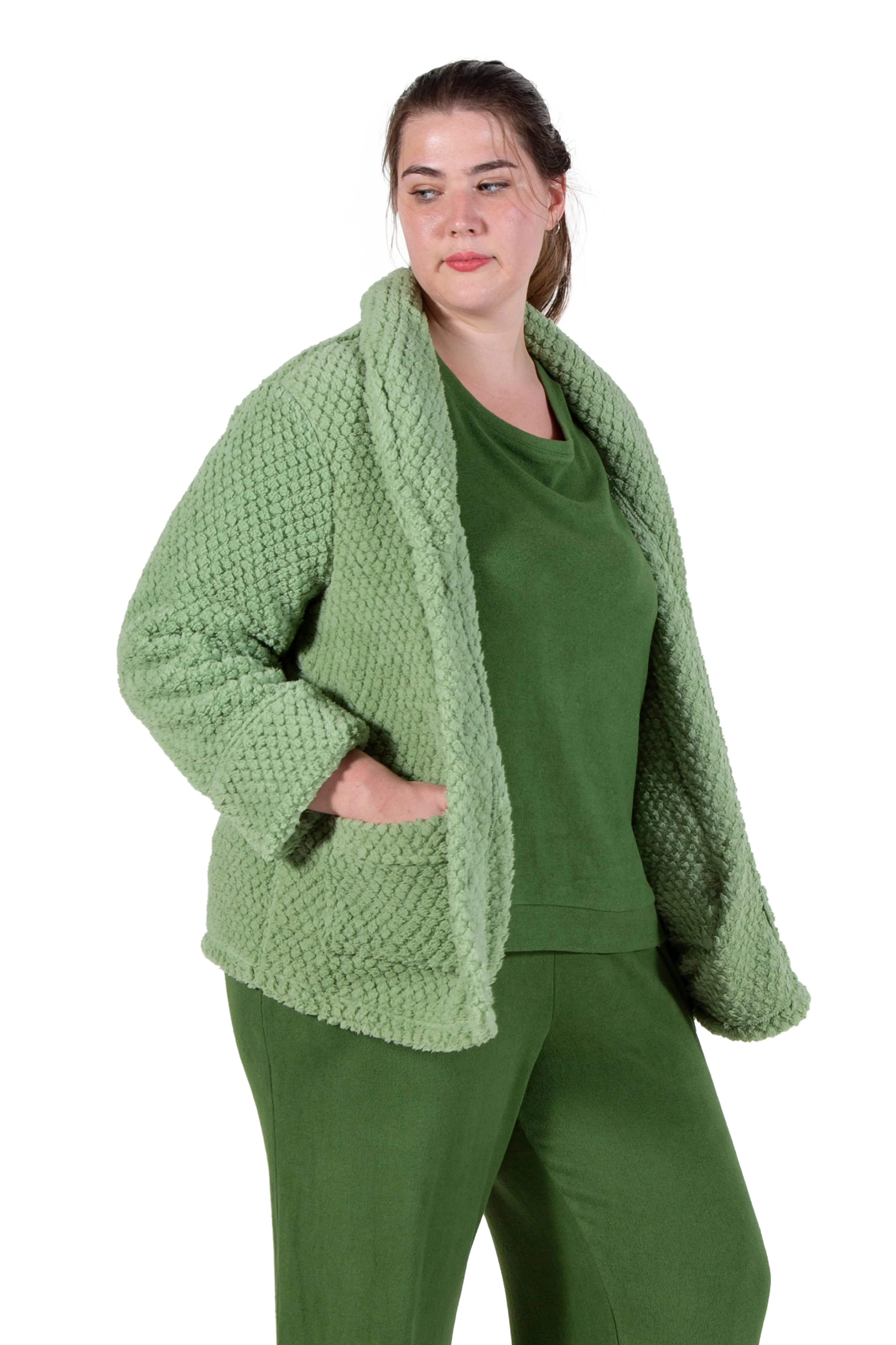 La Cera Plus Size Honeycomb Fleece Bed Jacket