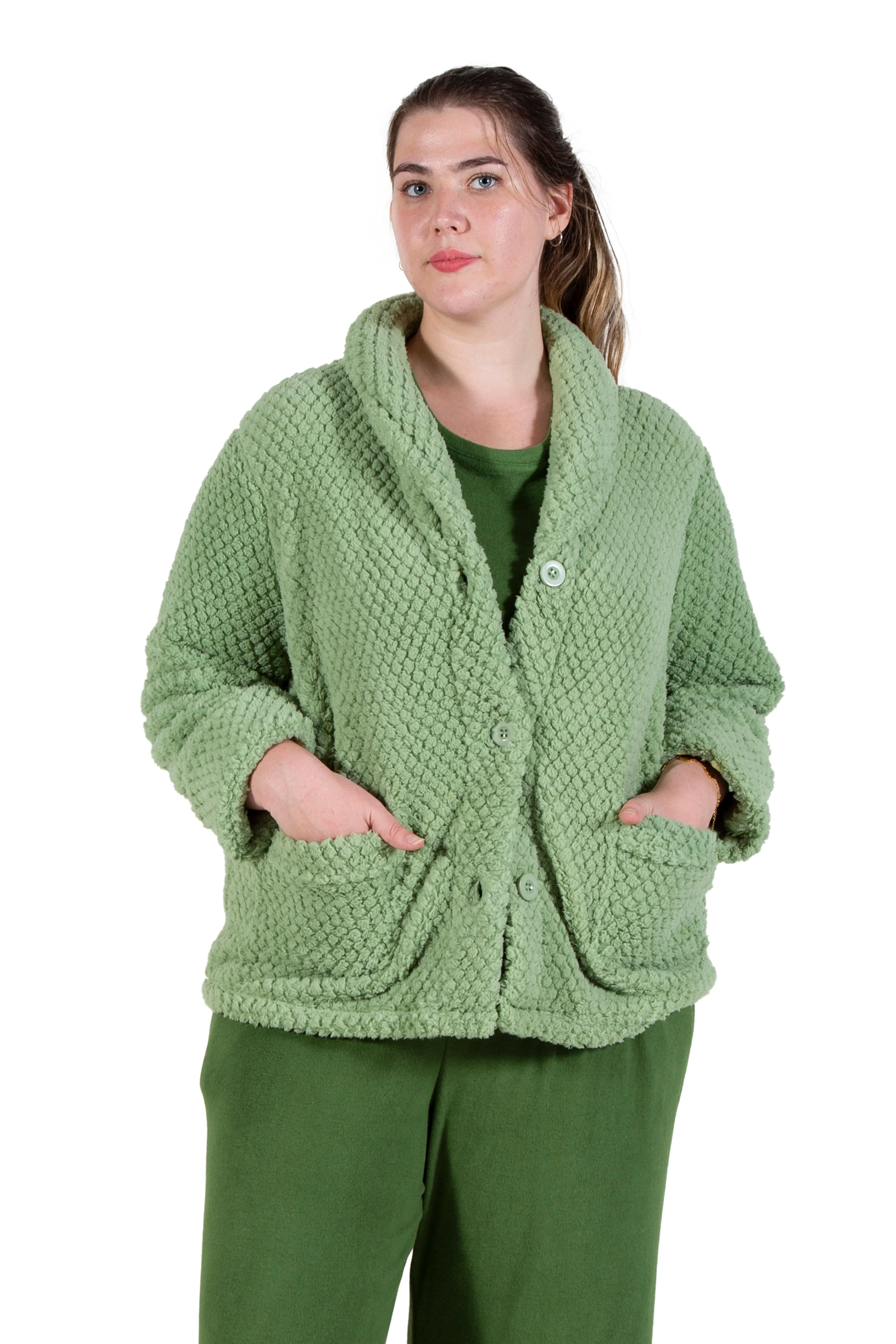 La Cera Plus Size Honeycomb Fleece Bed Jacket