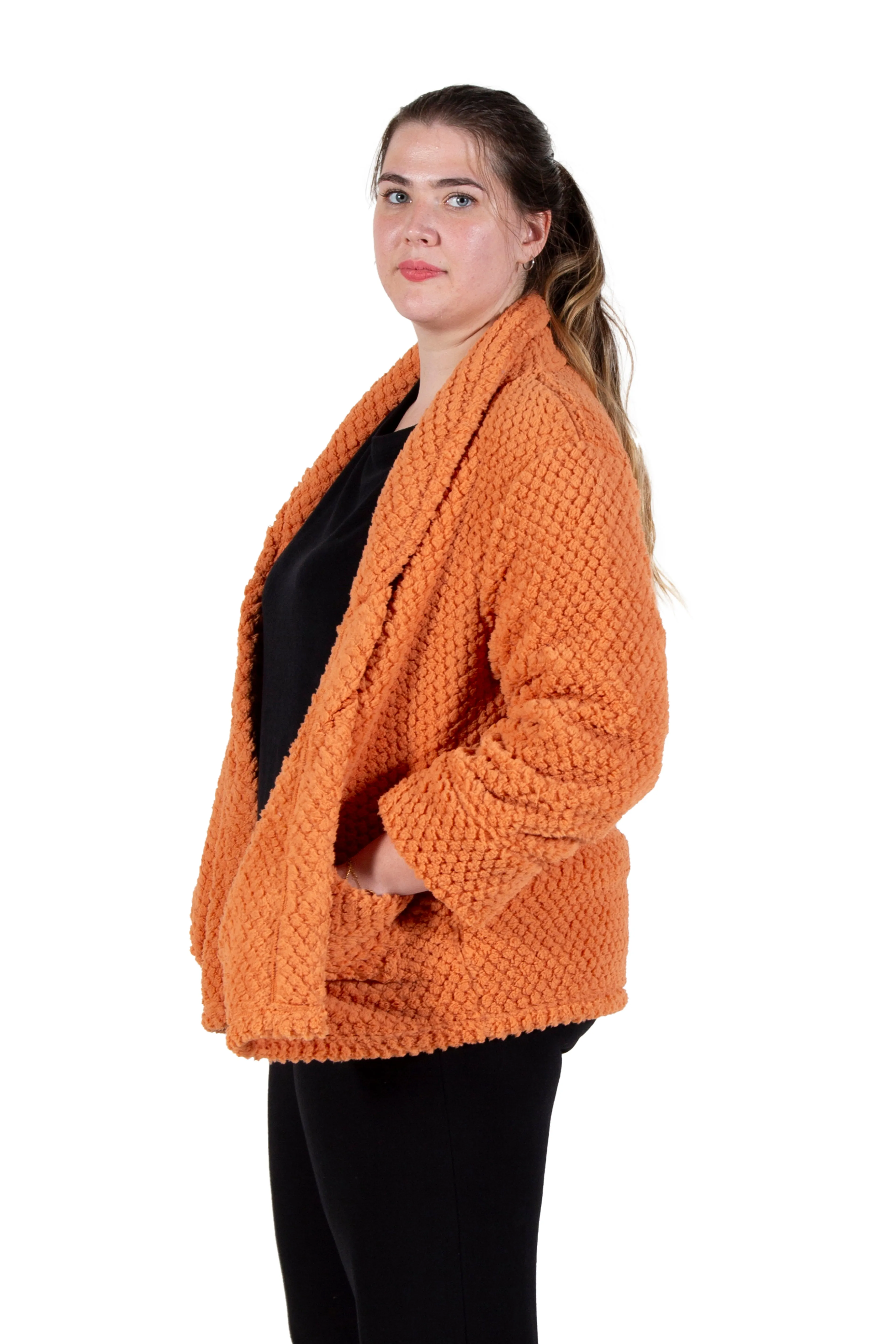 La Cera Plus Size Honeycomb Fleece Bed Jacket