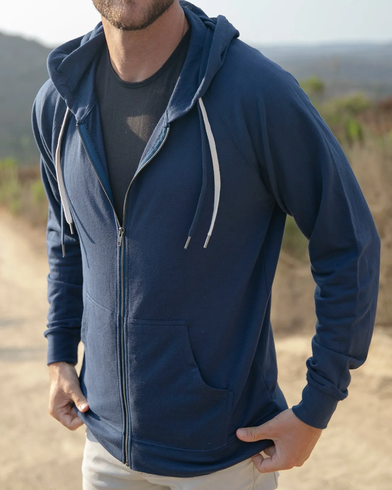 Lightweight Loopback Terry Full-Zip Hooded Sweatshirt