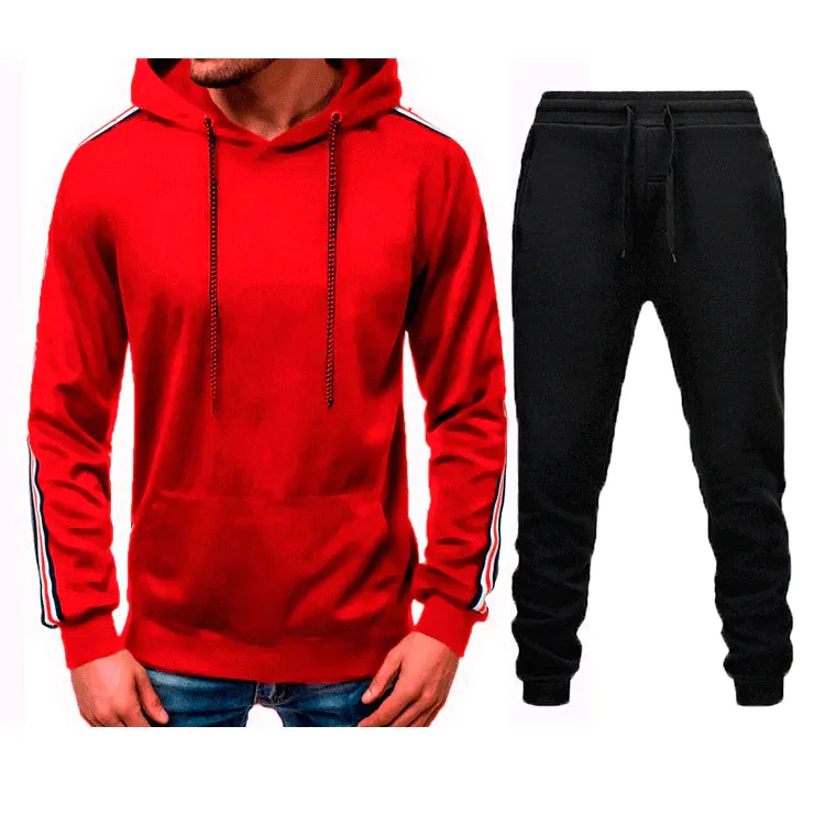 Men's Casual Splicing Pullover Hooded Hoodies Joggers Two Piece Set