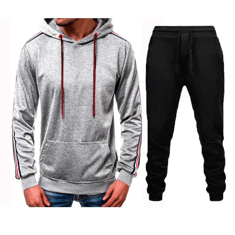 Men's Casual Splicing Pullover Hooded Hoodies Joggers Two Piece Set