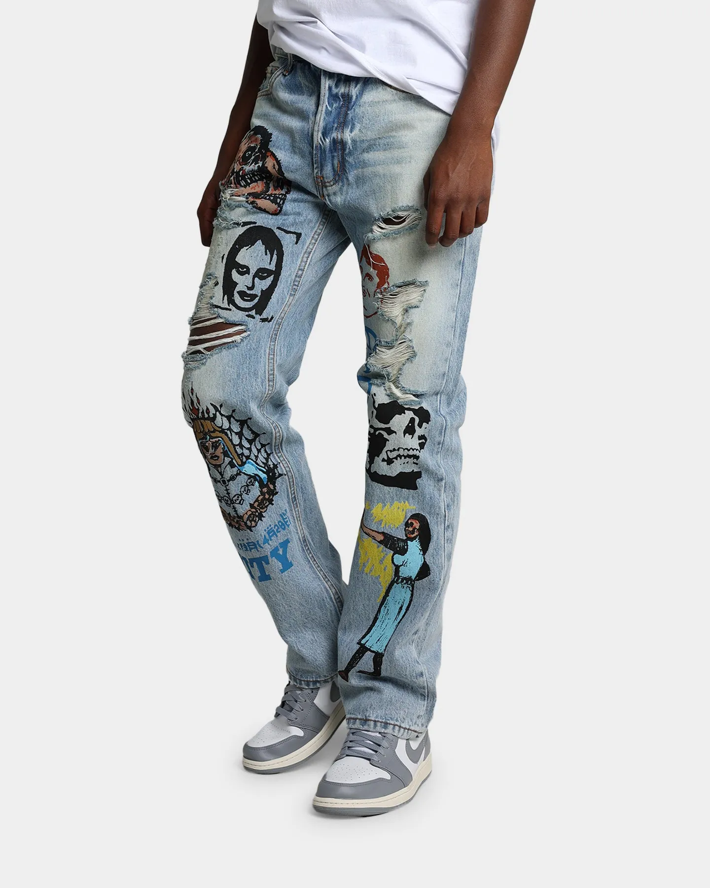 MNML V440 Terry Baggy Denim Pants Blue