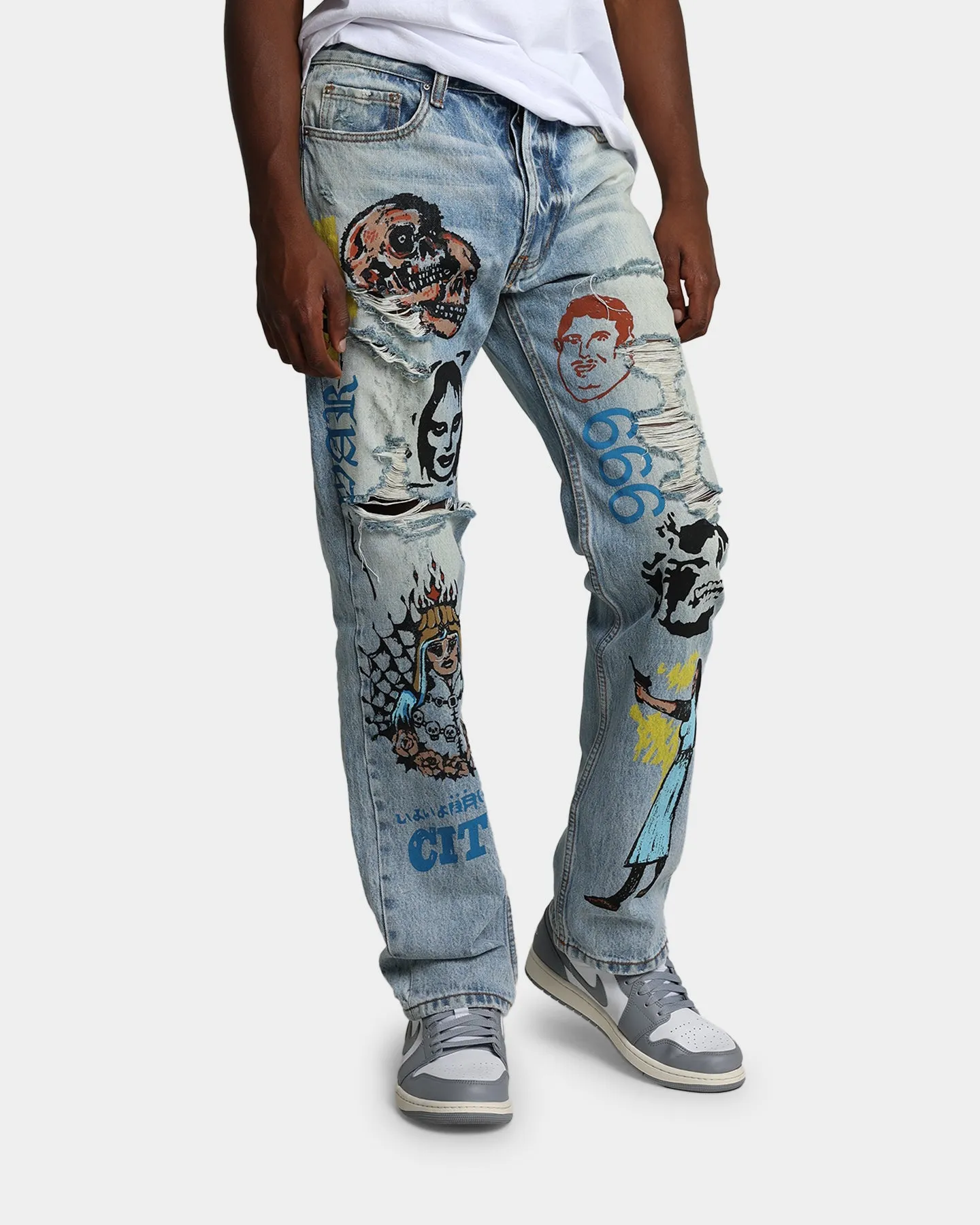 MNML V440 Terry Baggy Denim Pants Blue