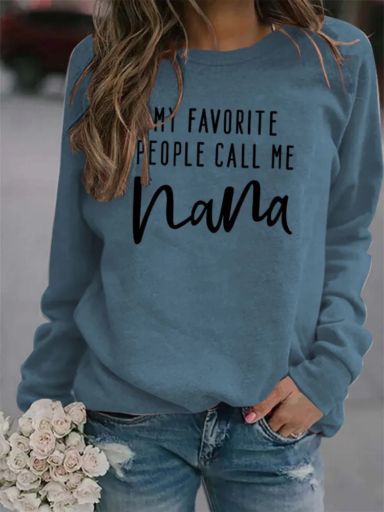 MY FAVORITE PEOPLE Letters Round Neck Fashion Tops Long-sleeved Printed Women's Sweatshirt