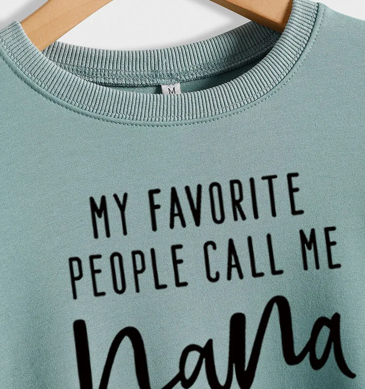 MY FAVORITE PEOPLE Letters Round Neck Fashion Tops Long-sleeved Printed Women's Sweatshirt