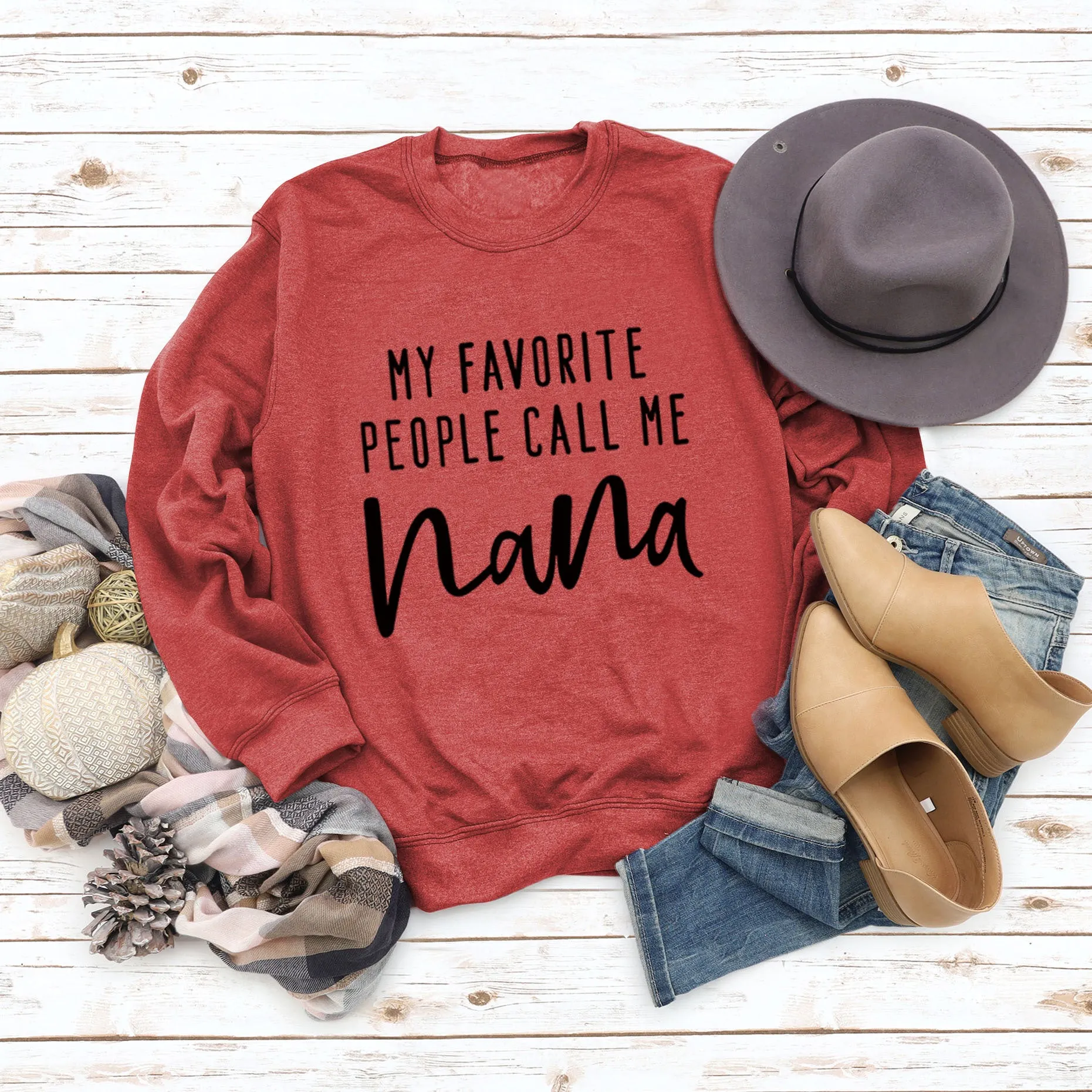 MY FAVORITE PEOPLE Letters Round Neck Fashion Tops Long-sleeved Printed Women's Sweatshirt