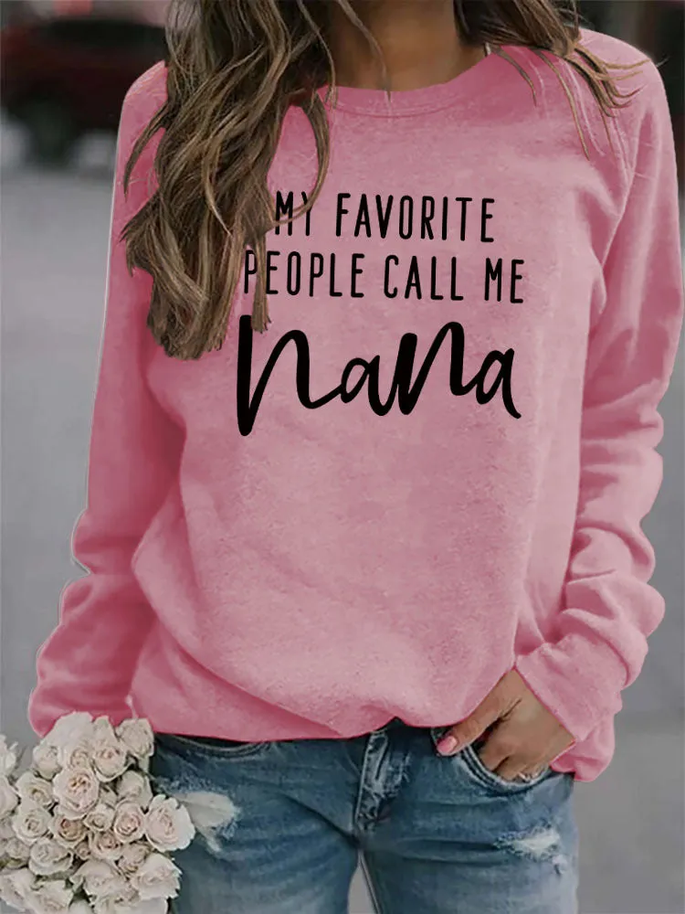 MY FAVORITE PEOPLE Letters Round Neck Fashion Tops Long-sleeved Printed Women's Sweatshirt