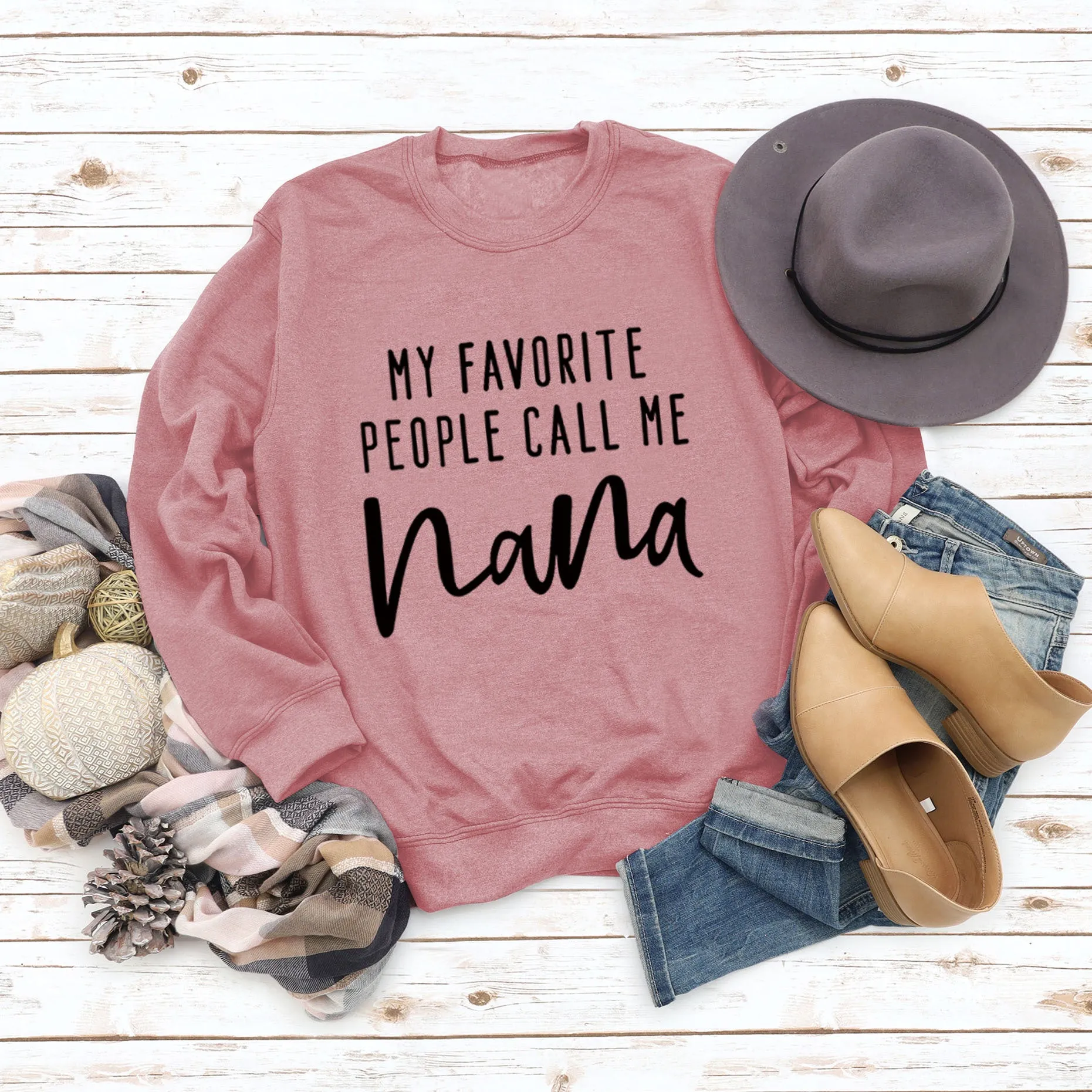 MY FAVORITE PEOPLE Letters Round Neck Fashion Tops Long-sleeved Printed Women's Sweatshirt