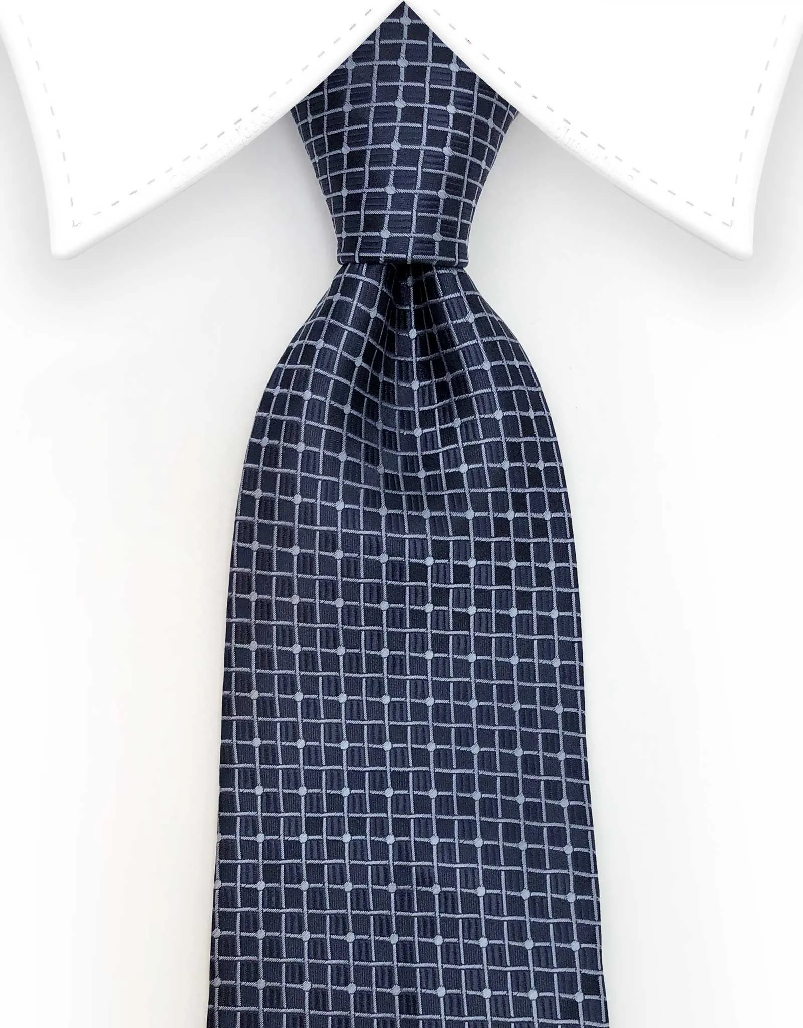 Navy Blue Grid Tie with Mini Dots